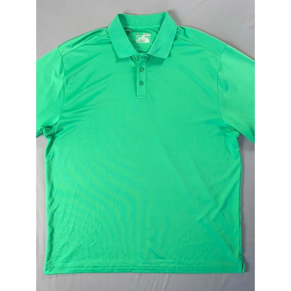 Under Armour Heat Gear Loose Polo Golf Shirt TPC Sawgrass. Green, Men's 2XL. EUC